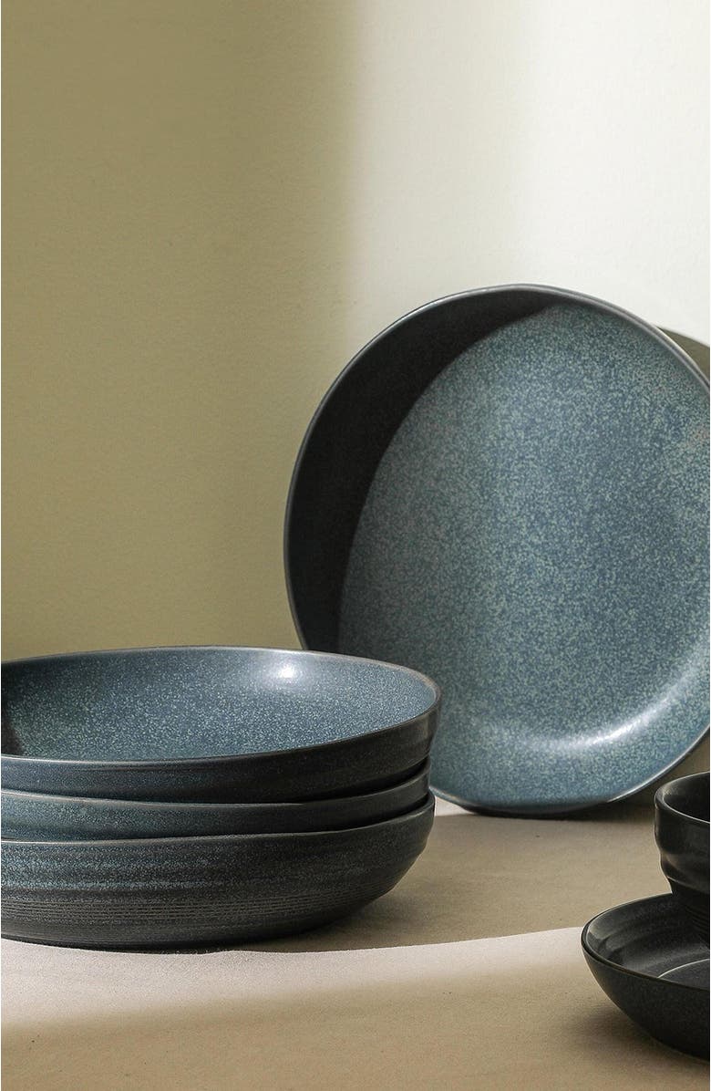 Stone Lain Elio Stoneware 4-Piece Pasta Bowl Set, Alternate, color, Blue