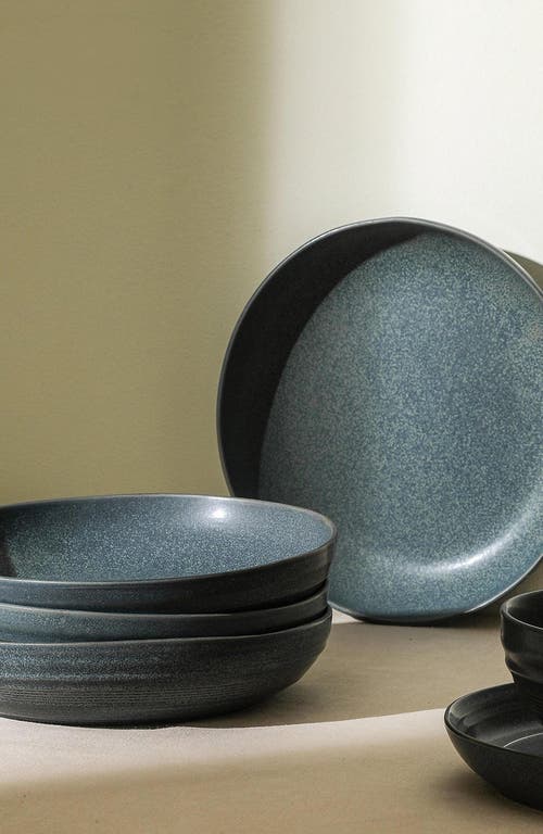 Stone Lain Elio Stoneware 4-piece Pasta Bowl Set In Blue