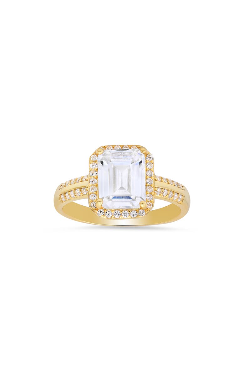 Queen Jewels Sterling Silver Emerald Cut CZ Ring, Main, color, Gold