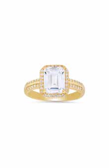 Queen Jewels Sterling Silver Emerald Cut CZ Ring