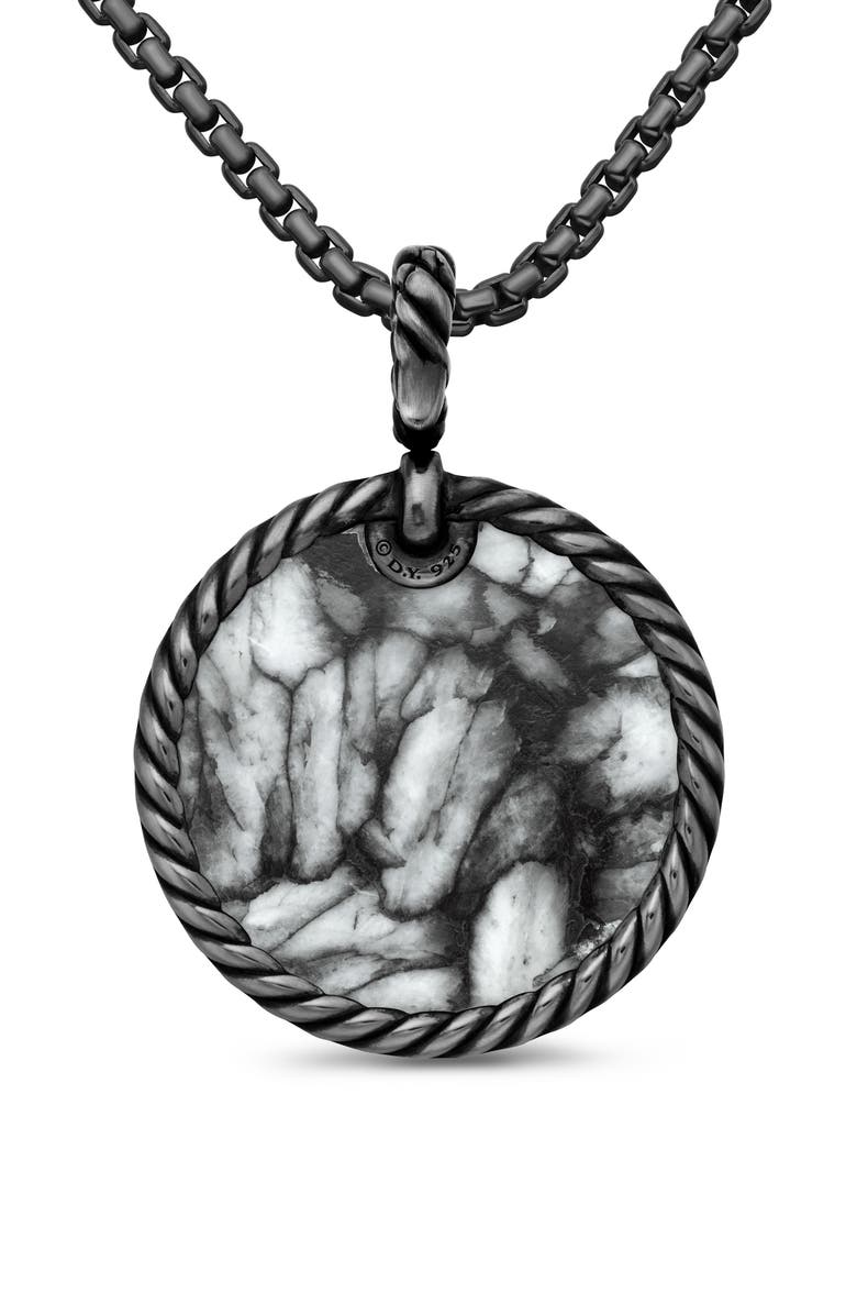 David Yurman Elements Artist Series Blackened Silver, Pinolith & Pavé Ruby Disc Pendant, Alternate, color, Pinolith/ Silver