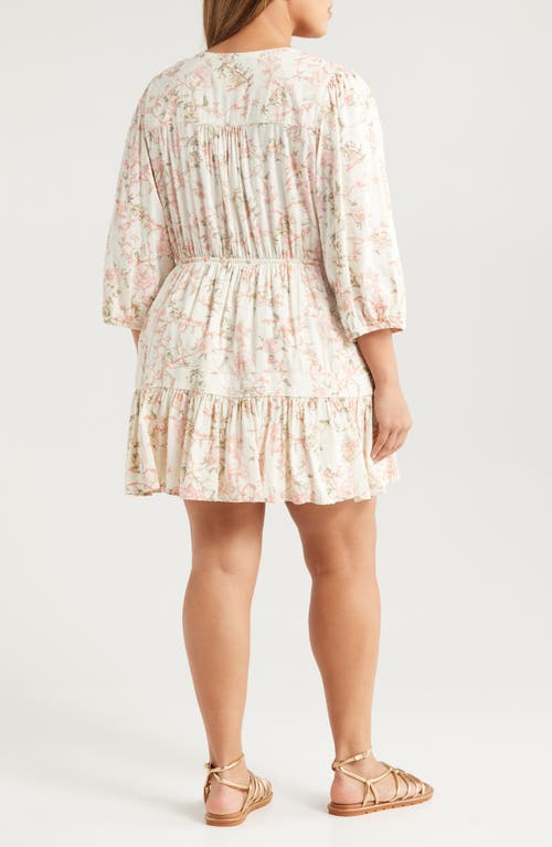 Treasure & Bond Floral Print Ruffle Hem Minidress In White