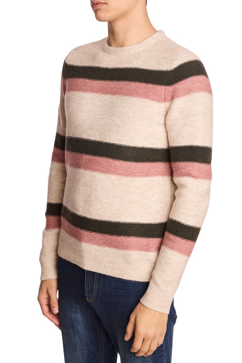 Stripe Crewneck Sweater, Alternate, color, PINK FERN STRIPE