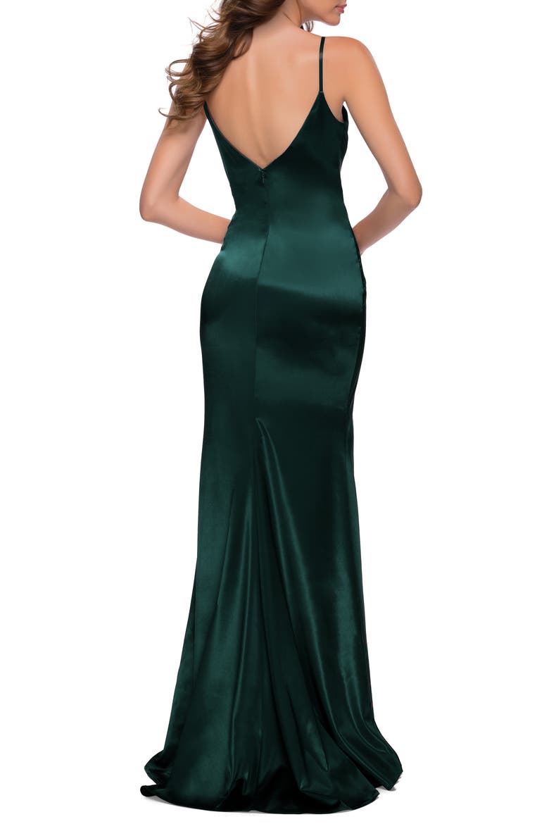 Stretch Satin Trumpet Gown, Alternate, color, DARK EMERALD