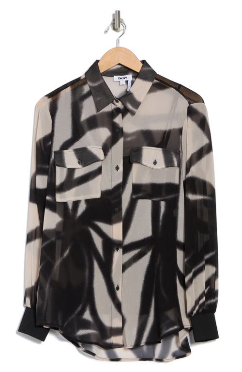 Dkny Abstract Print Chiffon Button-up Shirt