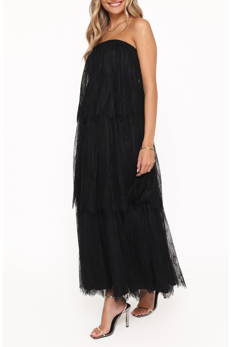 Bloom Strapless Lace Maxi Dress, Alternate, color, BLACK LACE