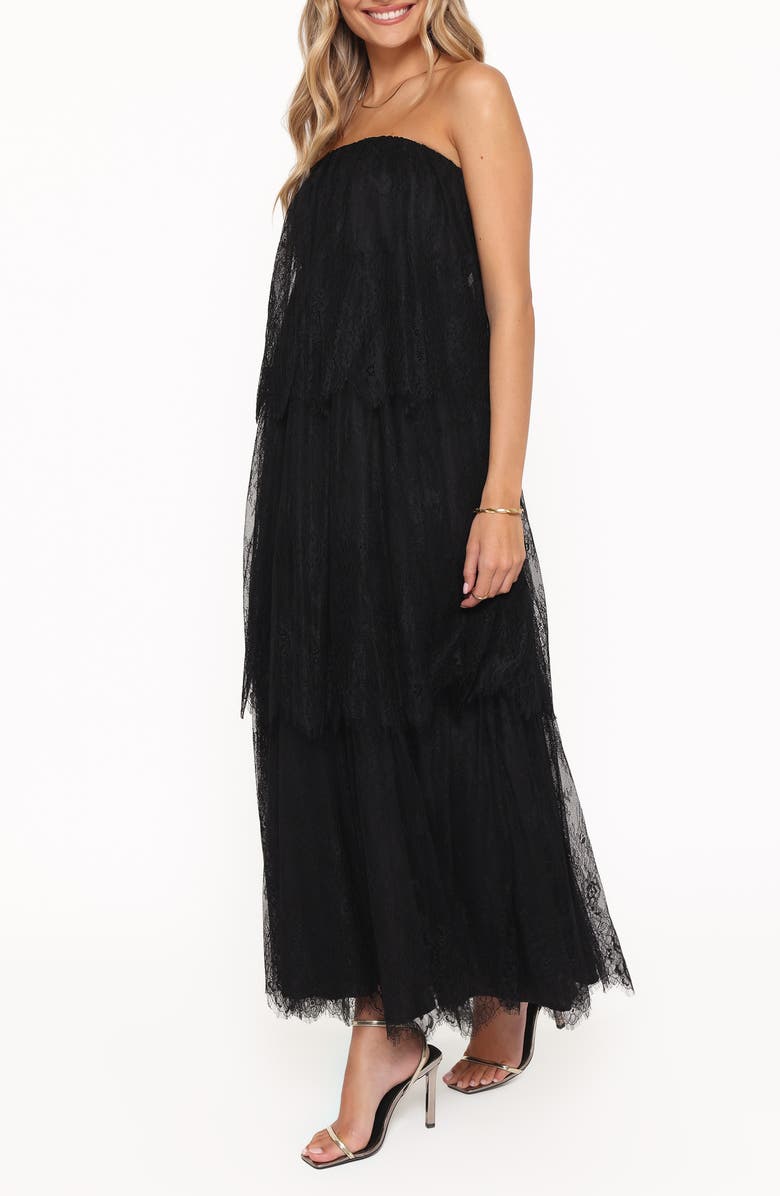 Petal & Pup Bloom Strapless Lace Maxi Dress, Alternate, color, Black Lace