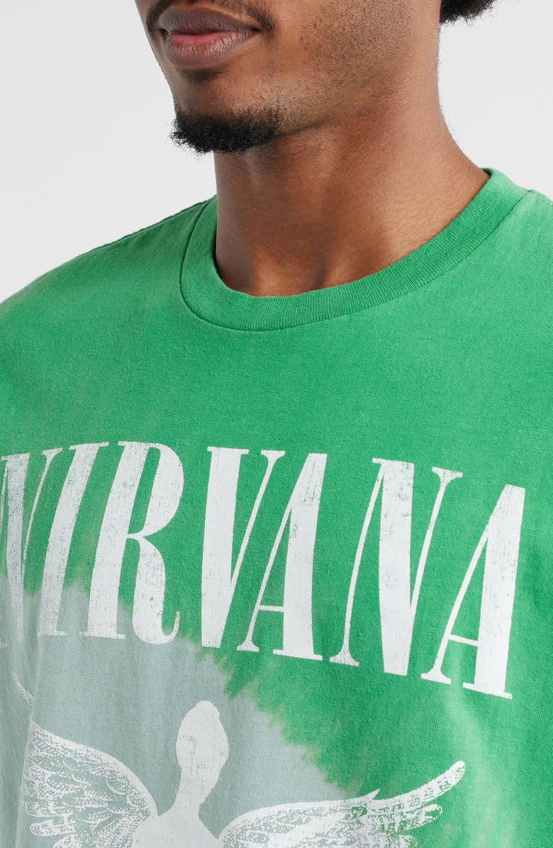 Merch Traffic Nirvana Angel In Utero Tour Graphic T-Shirt, Alternate, color, Aqua/ White/ Blue Split Dye