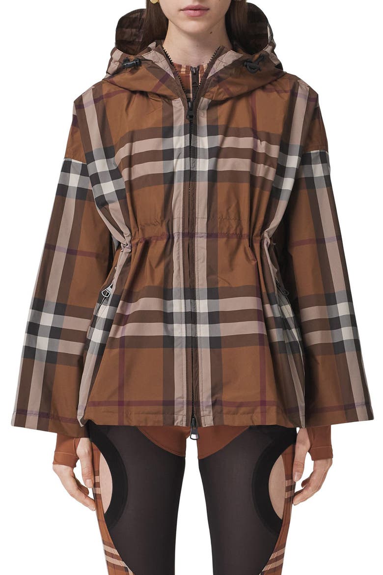 Bacton Check Hooded Jacket, Main, color, DARK BIRCH BROWN CHK