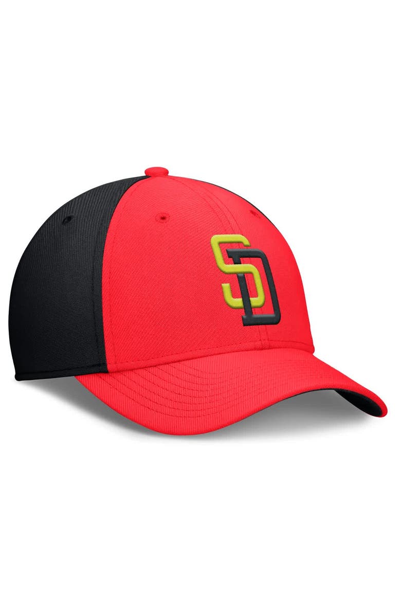 Nike Men's Nike Crimson/Black San Diego Padres Neon 90s Rise SwooshFlex Hat, Alternate, color, Crimson