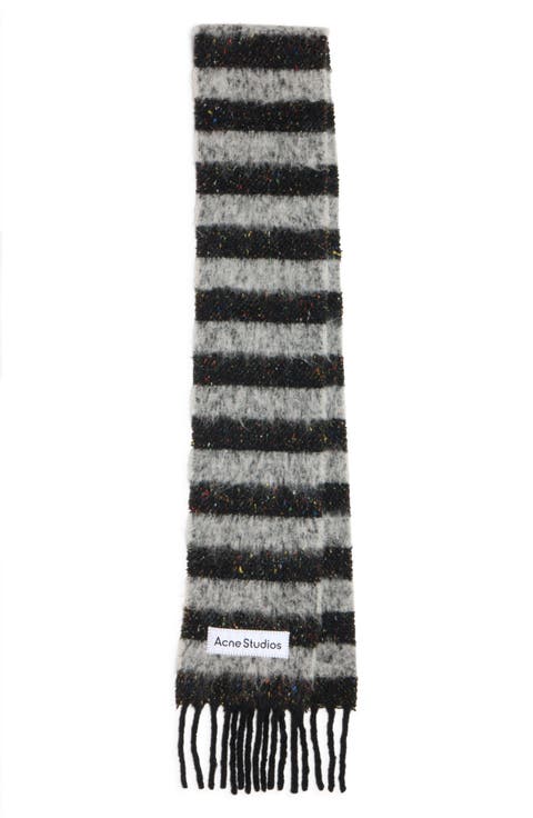 Vonkey Stripe Alpaca, Wool & Silk Blend Fringe Scarf