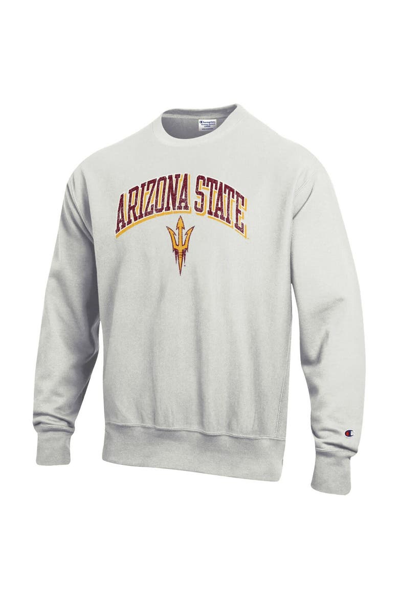 Men's Champion Gray Arizona State Sun Devils Arch Over Logo Reverse Weave Pullover Sweatshirt, Main, color, Heather Gray