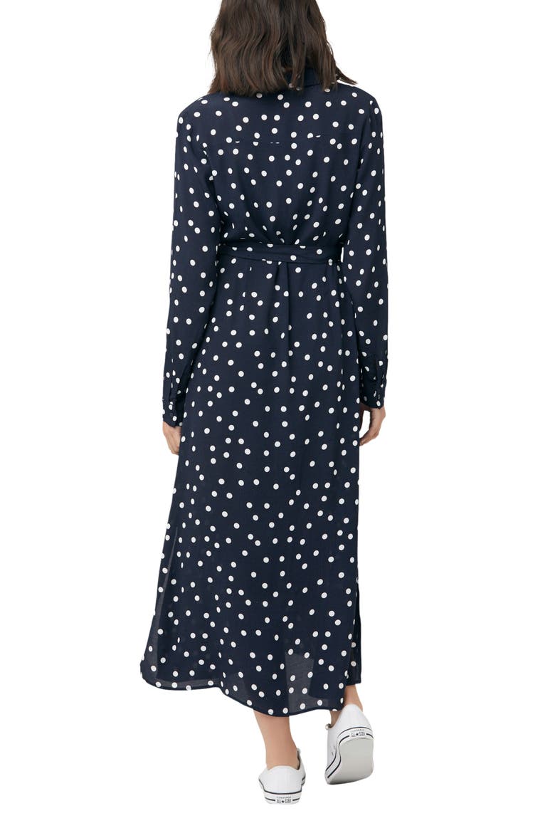 Spotted Long Sleeve Tie Waist Maternity Shirtdress, Alternate, color, NAVY