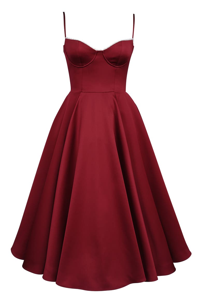 Mademoiselle Sweetheart Neck Satin Cocktail Dress, Alternate, color, WINE