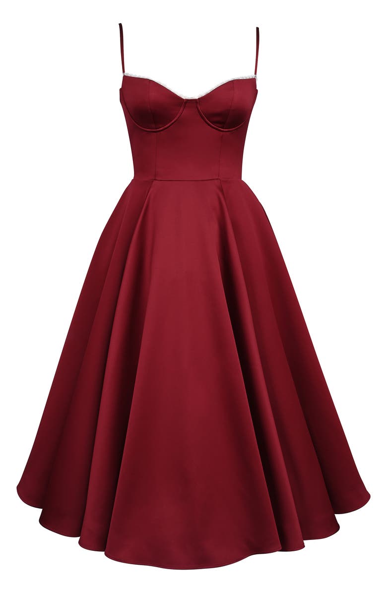 HOUSE OF CB Mademoiselle Sweetheart Neck Satin Cocktail Dress, Alternate, color, Wine
