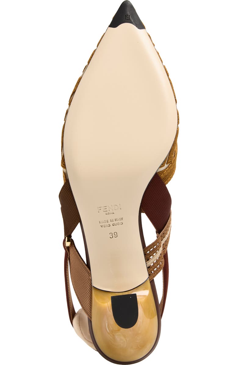 Fendi Colibri Mesh Slingback Pointed Toe Pump, Alternate, color, F1v8t Nudo Rhum