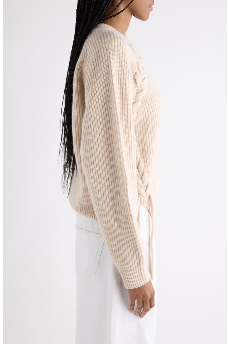 Tulliam Lace-Up Detail Merino Wool & Cashmere Blend Crewneck Sweater, Alternate, color, ANTHRACITE