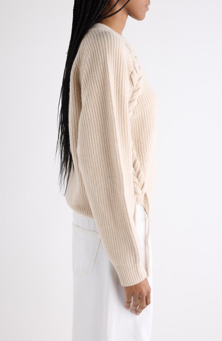 Isabel Marant Tulliam Lace-Up Detail Merino Wool & Cashmere Blend Crewneck Sweater, Alternate, color, Anthracite