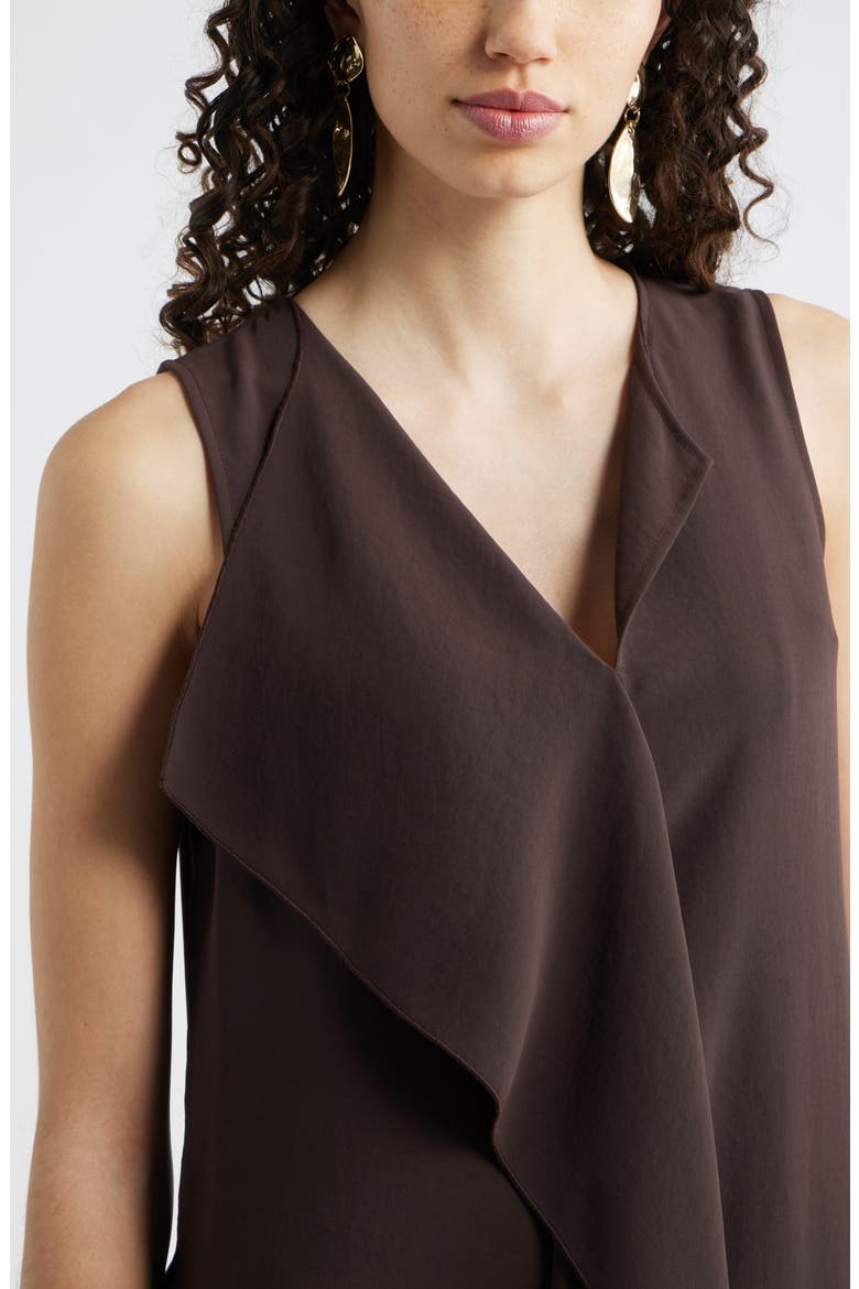 Ruffle Front Sleeveless Dress, Alternate, color, BROWN COFFEE