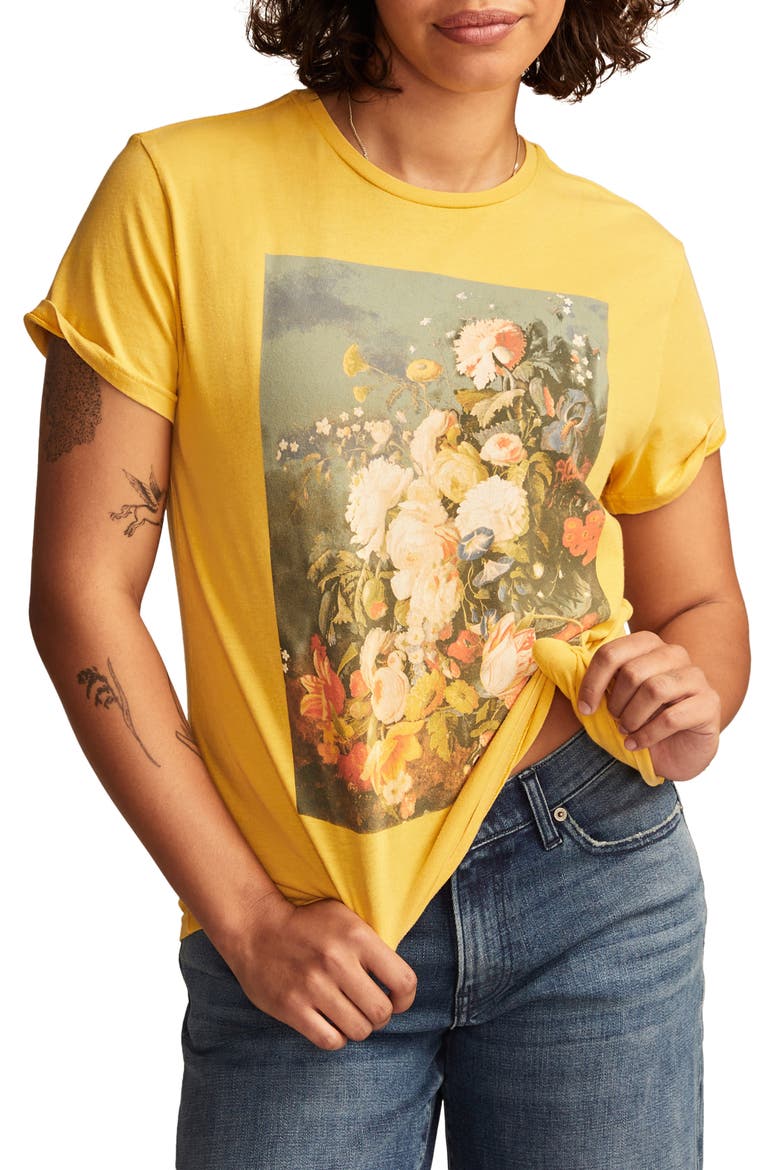 Still Life Floral Cotton Graphic T-Shirt, Main, color, SPICY MUSTARD