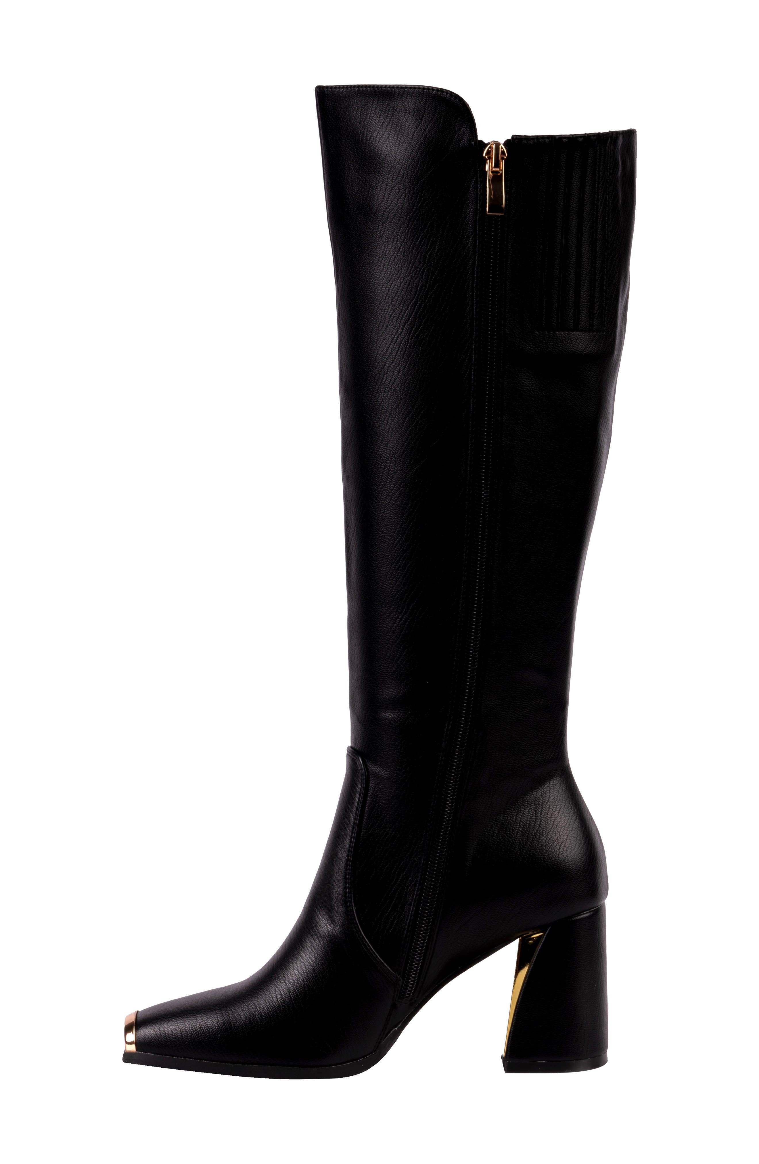 NINETY UNION Link Nipped Toe Knee High Boot, Alternate, color, Black