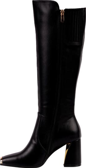 Link Nipped Toe Knee High Boot