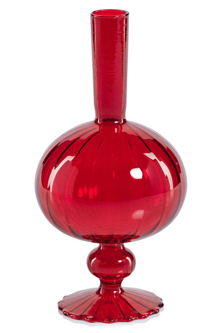Vellum Set of 2 Spiral Decorative Glass Vases, Main, color, RED