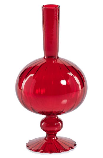 Zodax Vellum Set Of 2 Spiral Decorative Glass Vases In Red