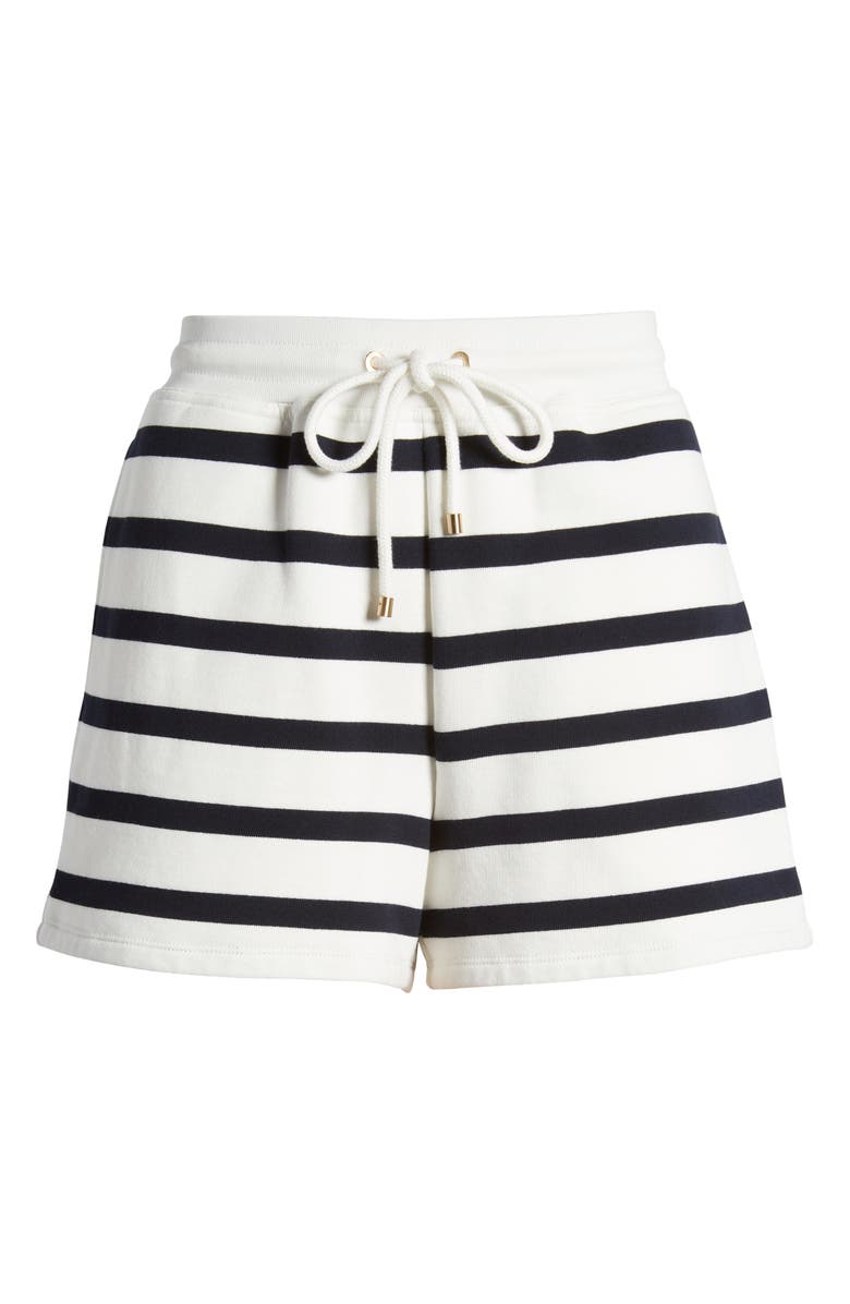 FRAME Varsity Stripe Cotton Blend Drawstring Shorts, Alternate, color, Navy Multi