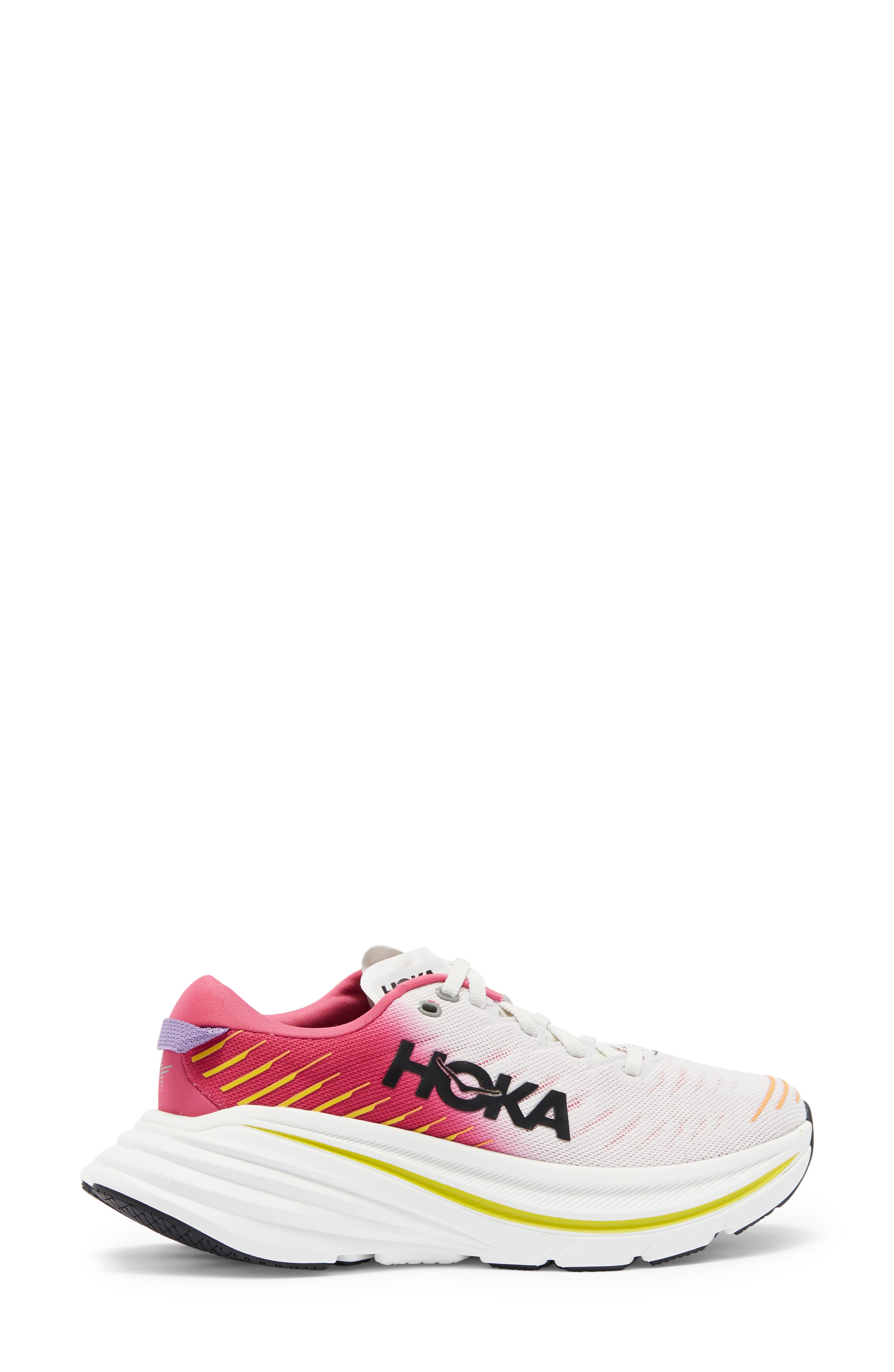 Bondi X Running Shoe, Alternate, color, BLANC DE BLANC / PINK YARROW