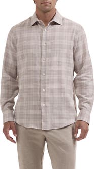 Bugatchi Axel Plaid Cotton & Wool Button Up Shirt