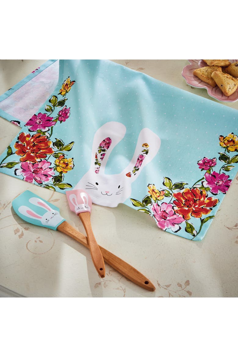 In Bloom Bunny Dishtowel Multi Cotton Spring, Alternate, color, Blue
