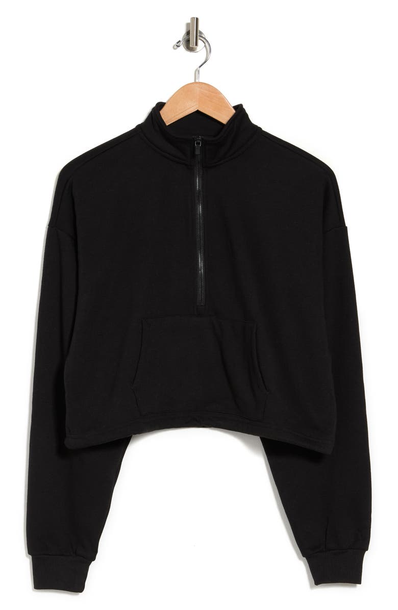 90 DEGREE BY REFLEX Brushed Half Zip Cropped Sweatshirt, Alternate, color, 