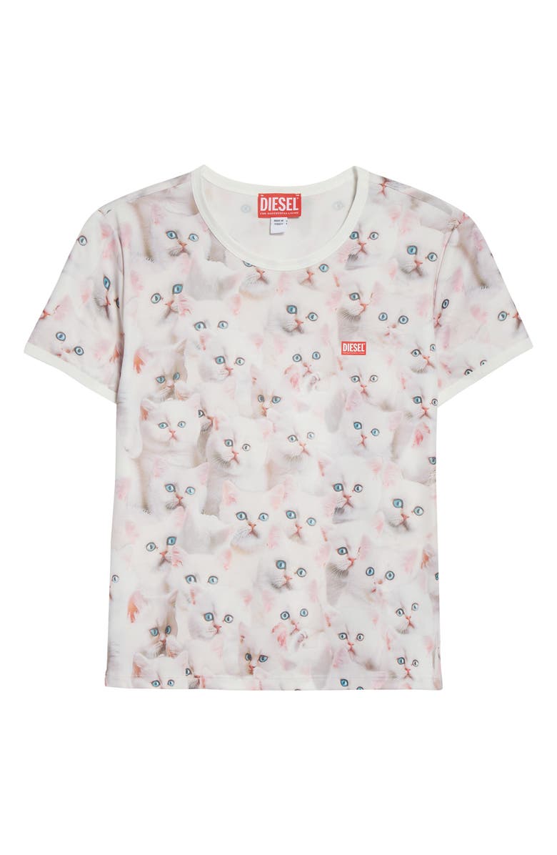 DIESEL<sup>®</sup> T-Unclau Cat Print T-Shirt, Alternate, color, White