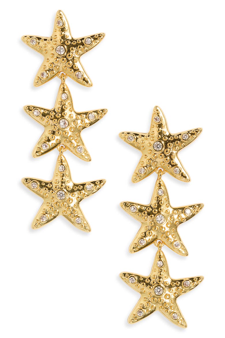 Sea Star Drop Earrings, Main, color, GOLD