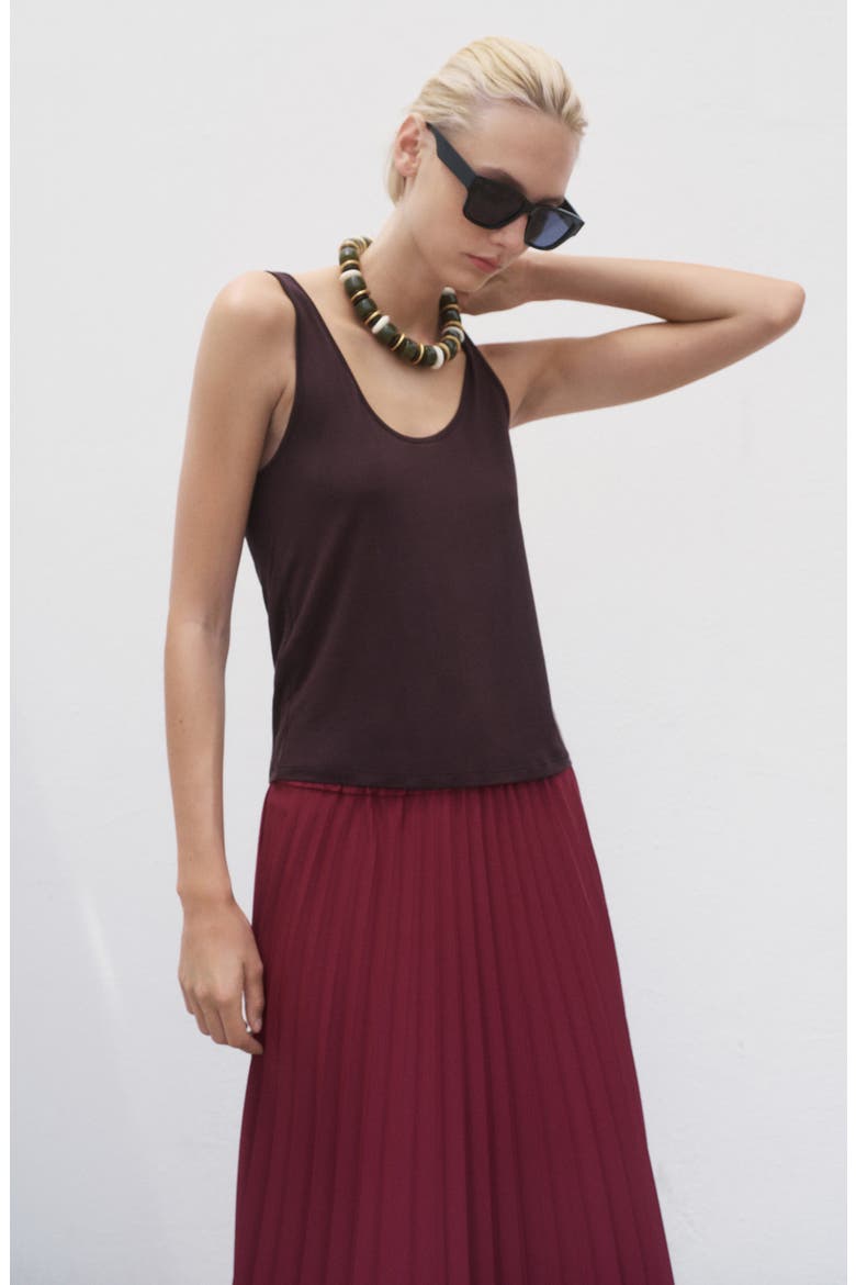 Pleat Midi Skirt, Alternate, color, BURGUNDY