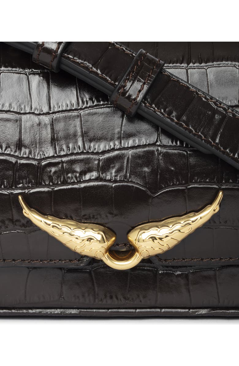 Zadig & Voltaire Le Zazi Croc Embossed Crossbody Bag, Alternate, color,