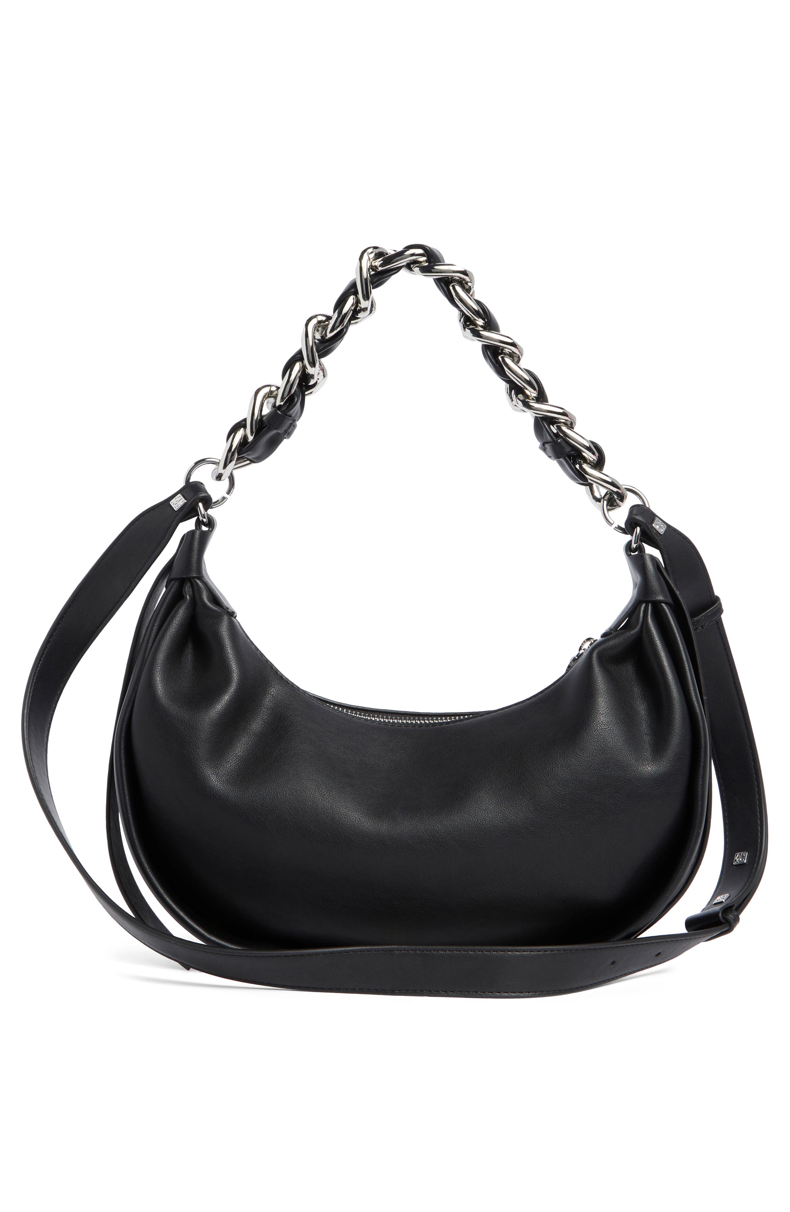 DKNY Fiona Small Hobo Bag, Alternate, color, Black/ Silver