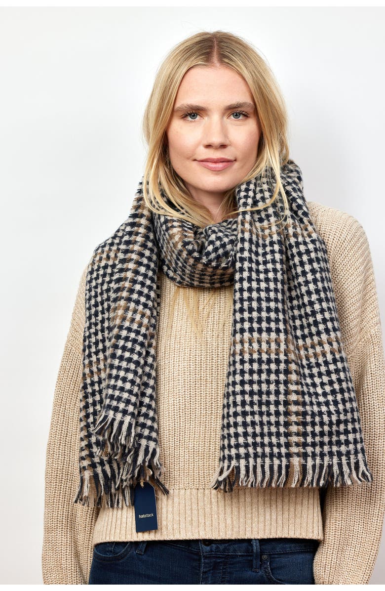 Hat Attack Peak Scarf, Alternate, color, Black/White/Tan Check