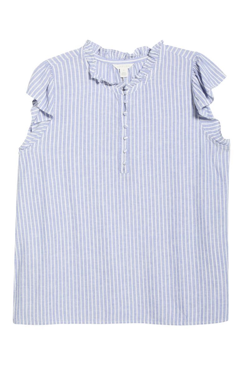 Stripe Flutter Sleeve Top, Alternate, color, BLUE- IVORY PENNY STRIPE