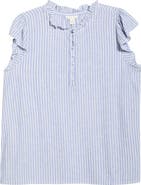 Caslon® Stripe Flutter Sleeve Top