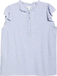 Caslon® Stripe Flutter Sleeve Top