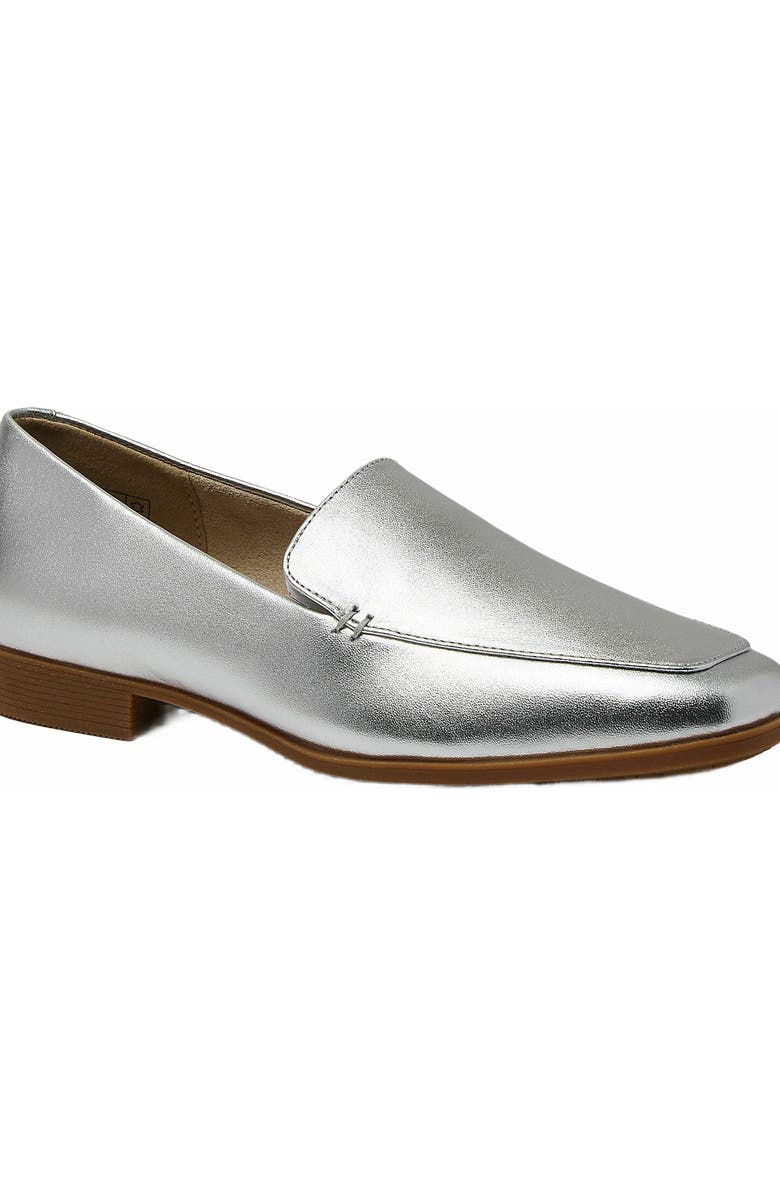 Lands' End Classic Leather Loafers, Alternate, color, Silver Leather