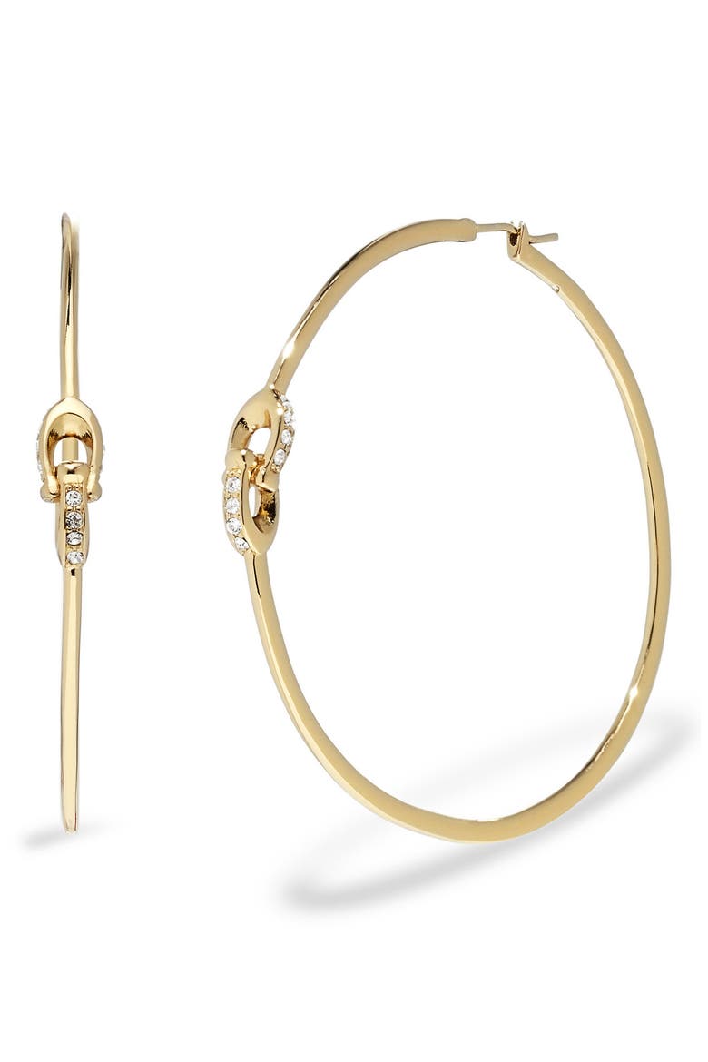 Pavé Interlocked C-Link Hoop Earrings, Main, color, GOLDEN SHADOW/GOLD