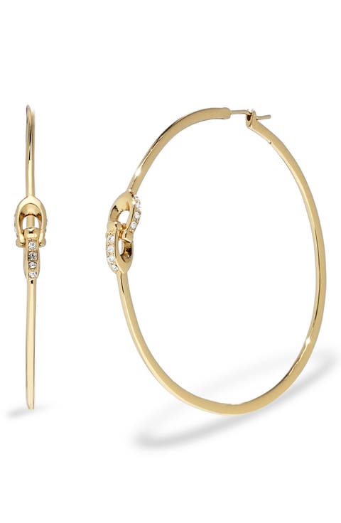 Pavé Interlocked C-Link Hoop Earrings