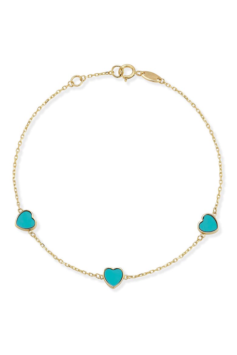 14K Gold Heart Bracelet, Main, color, GOLD