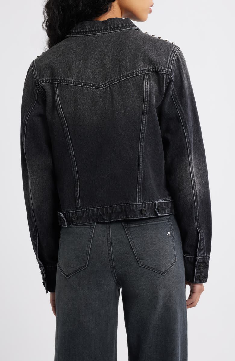HIDDEN JEANS Stud Detail Denim Trucker Jacket, Alternate, color, Onyx