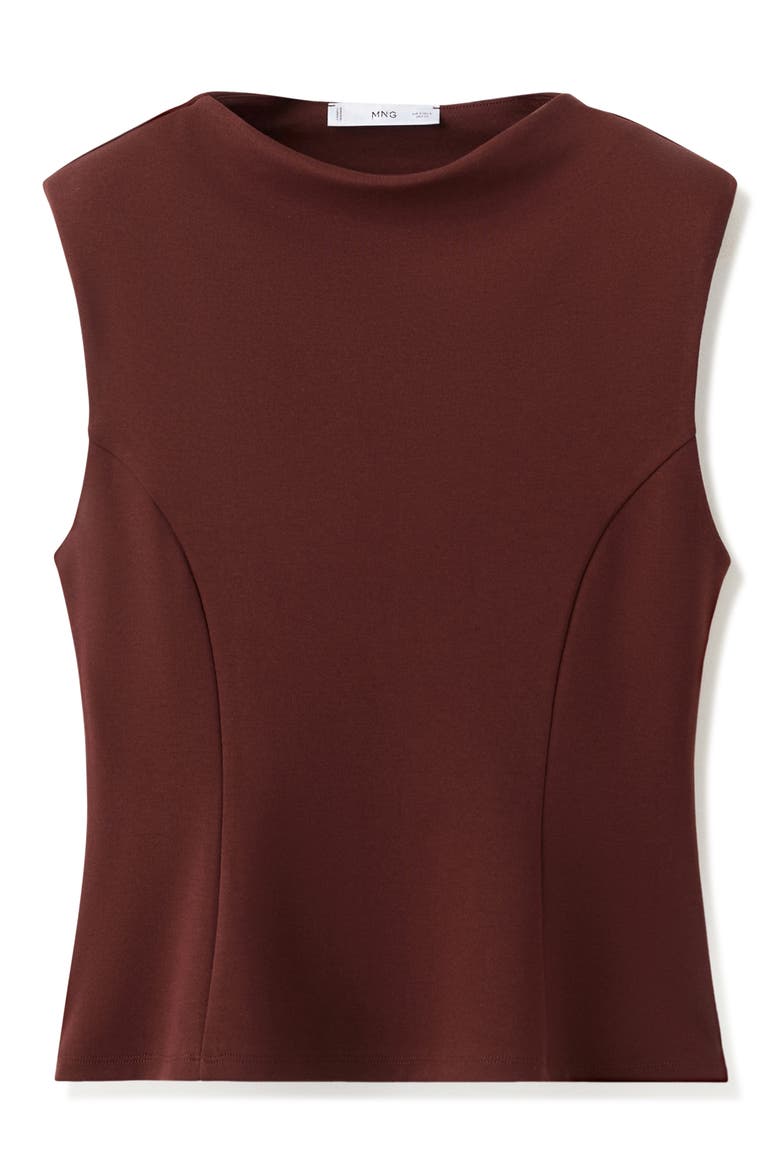 Sleeveless Flare Top with Shoulder Pads, Alternate, color, BURGUNDY