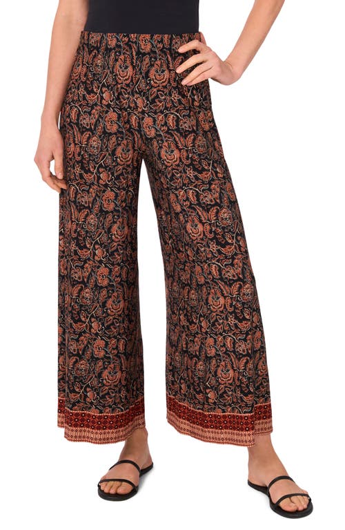 Vince Camuto Print Pull-on Wide Leg Pants In Brown