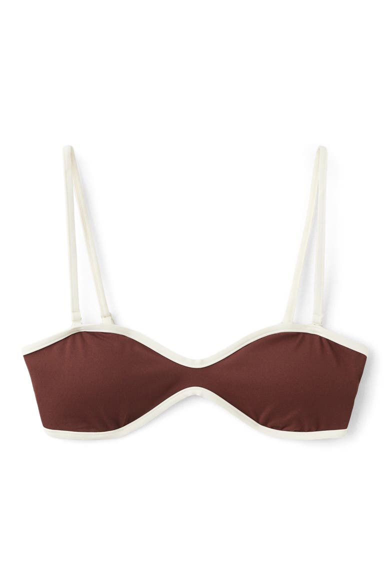 Contrast Binding Bikini Top, Main, color, BROWN